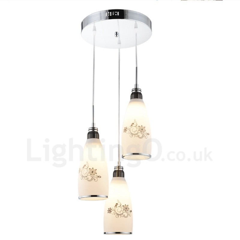 Lámpara colgante de metal integrada, moderna y contemporánea, de 3 luces