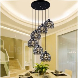Lámpara colgante integrada Rustic Lodge de 6 luces