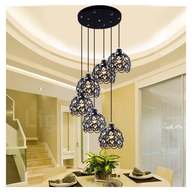 Lámpara colgante integrada Rustic Lodge de 6 luces