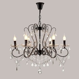 Lámpara de araña de cristal de 6 luces, moderna, contemporánea, tradicional, clásica, rústica, estilo cabaña, vintage, retro.