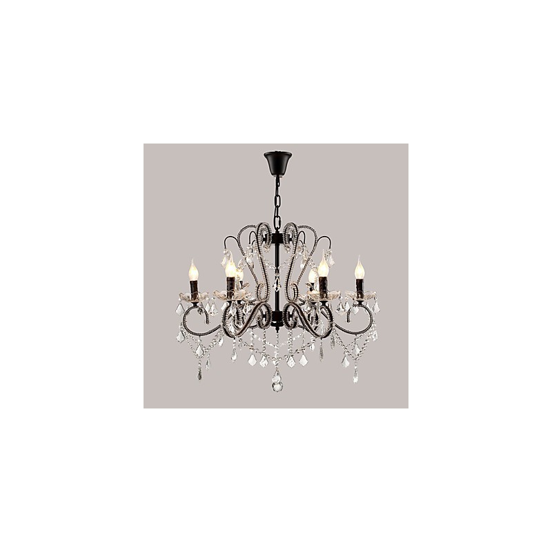 Lámpara de araña de cristal de 6 luces, moderna, contemporánea, tradicional, clásica, rústica, estilo cabaña, vintage, retro.
