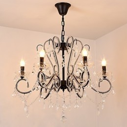 Lámpara de araña de cristal de 6 luces, moderna, contemporánea, tradicional, clásica, rústica, estilo cabaña, vintage, retro.