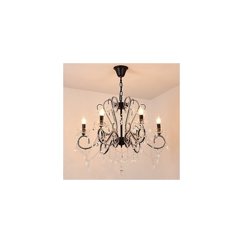 Lámpara de araña de cristal de 6 luces, moderna, contemporánea, tradicional, clásica, rústica, estilo cabaña, vintage, retro.