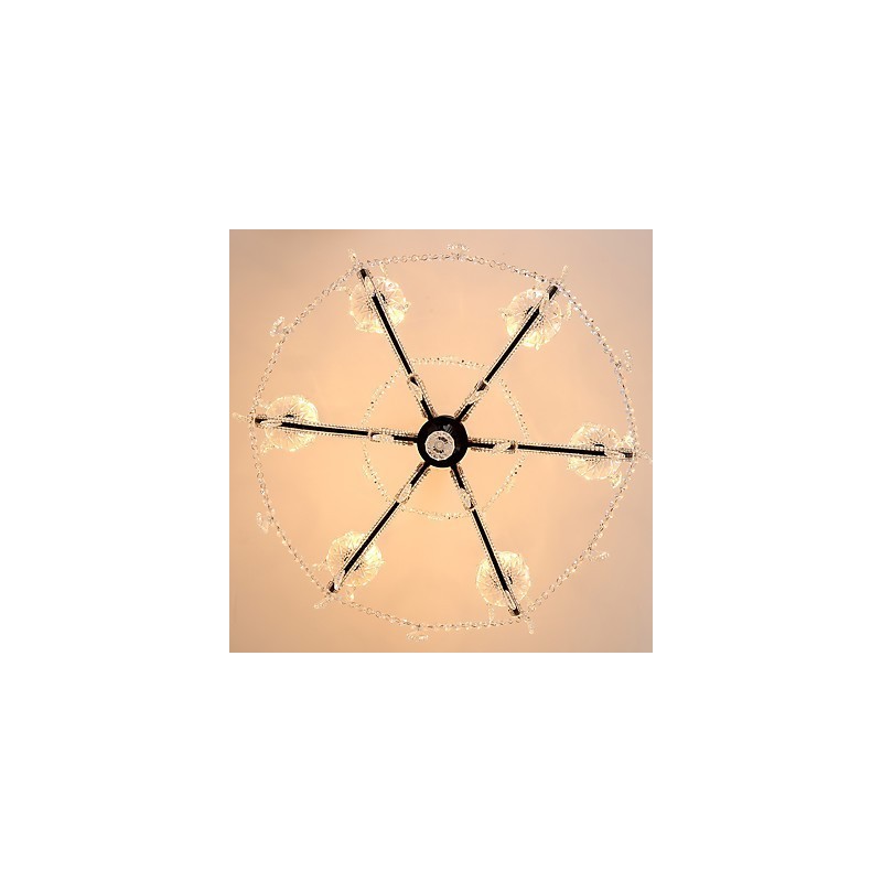 Lámpara de araña de cristal de 6 luces, moderna, contemporánea, tradicional, clásica, rústica, estilo cabaña, vintage, retro.