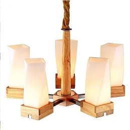 Lámpara de techo de madera maciza con iluminación artística sencilla y creativa