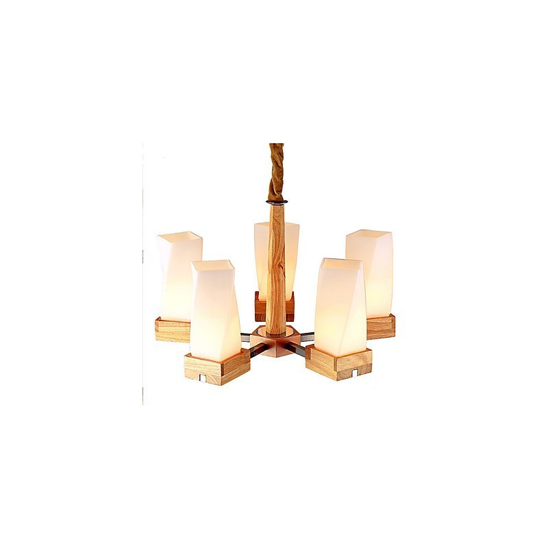 Lámpara de techo de madera maciza con iluminación artística sencilla y creativa