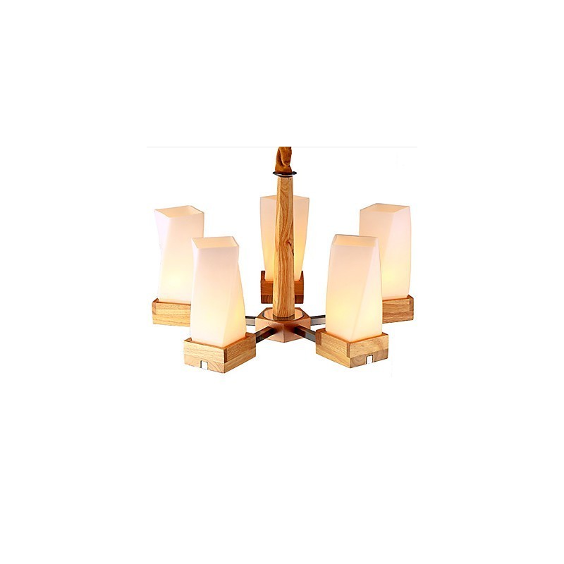 Lámpara de techo de madera maciza con iluminación artística sencilla y creativa