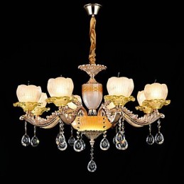 Lámpara de araña de metal estilo mini de cristal con 8 bombillas, con una aleación de zinc clásica tradicional.