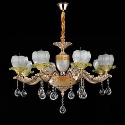 Lámpara de araña de metal estilo mini de cristal con 8 bombillas, con una aleación de zinc clásica tradicional.