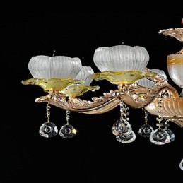 Lámpara de araña de metal estilo mini de cristal con 8 bombillas, con una aleación de zinc clásica tradicional.