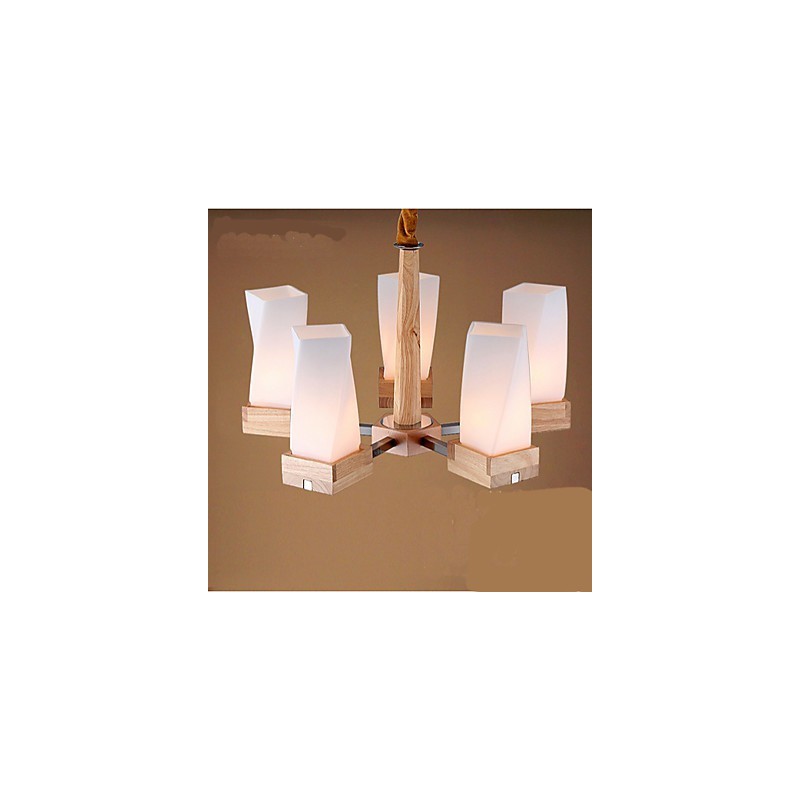 Lámpara de techo de madera maciza con iluminación artística sencilla y creativa