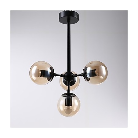 Lámpara colgante de cuatro luces estilo europeo posmoderno Modo de metal y vidrio para decorar el vestíbulo, lámpara de araña industrial Lámpara colgante de cuatro luces estilo europeo posmoderno Modo de metal y vidrio para decorar el vestíbulo, lámpara de araña industrial