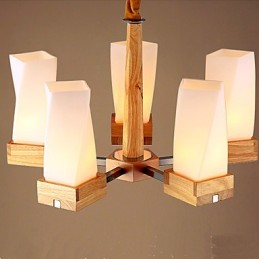Lámpara de techo de madera maciza con iluminación artística sencilla y creativa