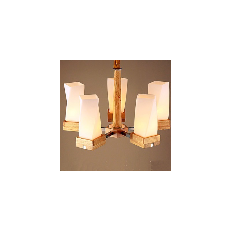 Lámpara de techo de madera maciza con iluminación artística sencilla y creativa