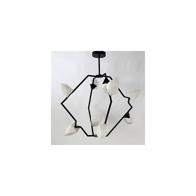 Lámpara colgante decorativa de cantina con nueve luces de metal y cristal color melocotón