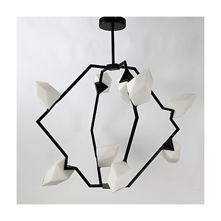 Lámpara colgante decorativa de cantina con nueve luces de metal y cristal color melocotón