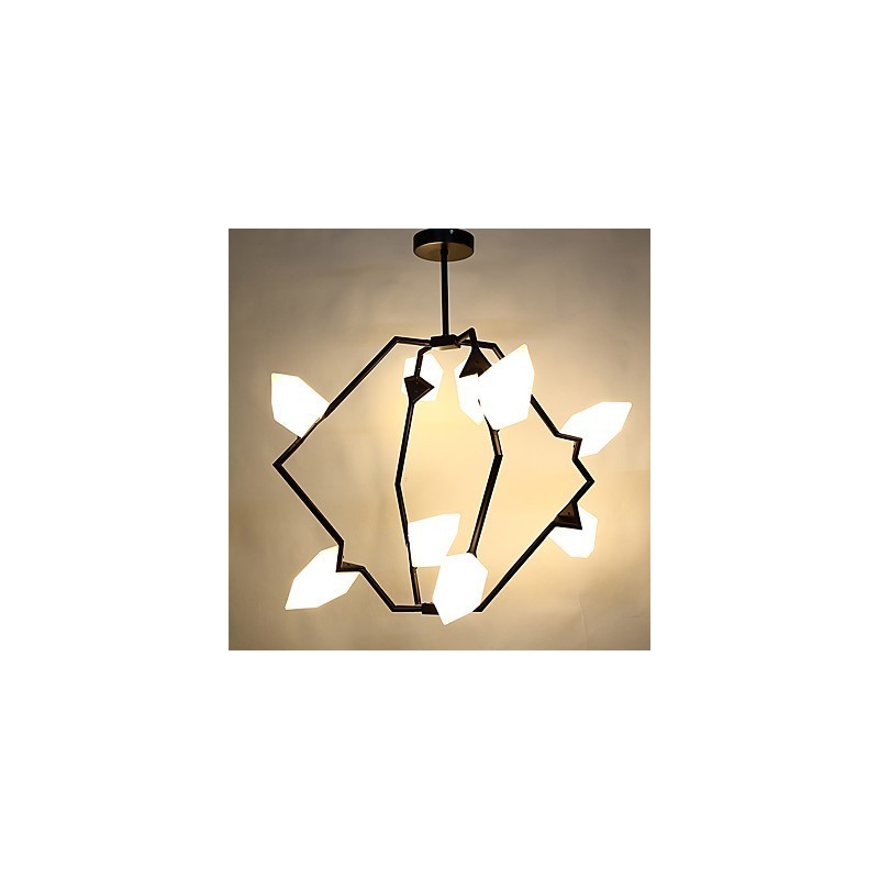 Lámpara colgante decorativa de cantina con nueve luces de metal y cristal color melocotón