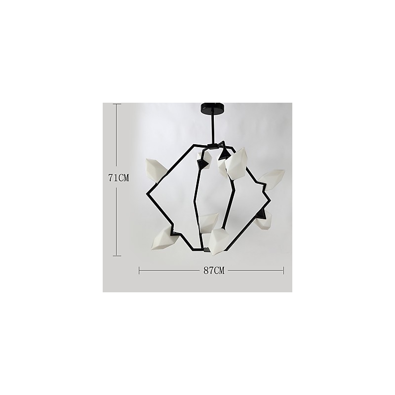 Lámpara colgante decorativa de cantina con nueve luces de metal y cristal color melocotón