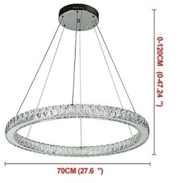 Lámpara colgante de techo con anillo regulable, moderna lámpara de araña para interiores con control remoto