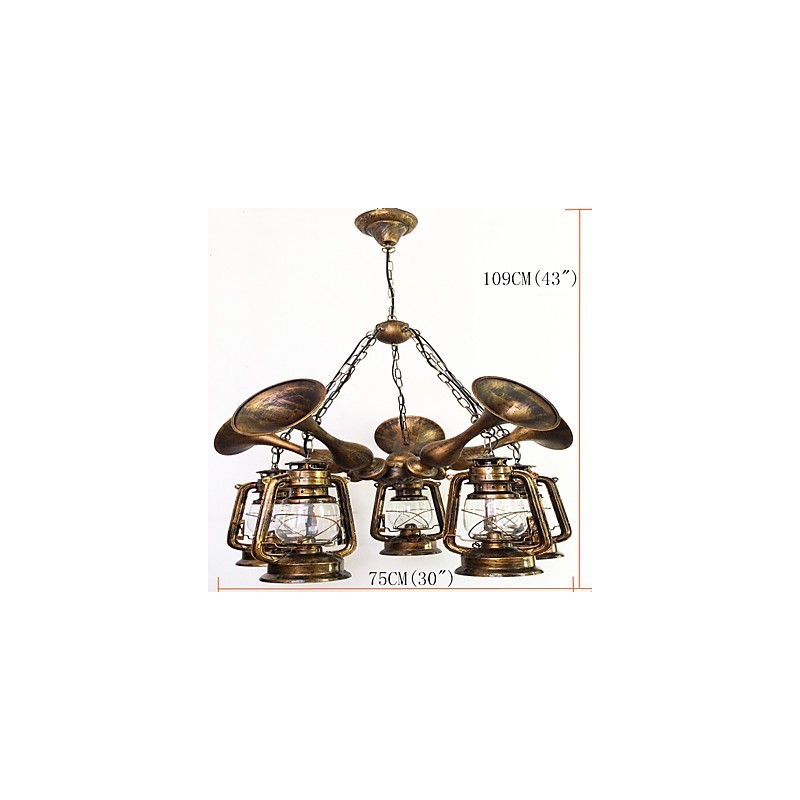 Lámpara de araña de metal con diseño de globo terráqueo estilo rústico vintage retro para diseñadores de estilo mini