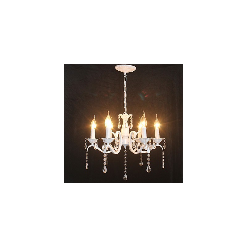 Lámpara de araña moderna de cristal estilo mini vela de hierro