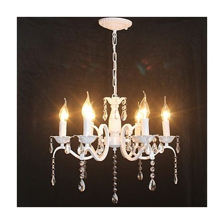 Lámpara de araña moderna de cristal estilo mini vela de hierro Lámpara de araña moderna de cristal estilo mini vela de hierro