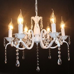Lámpara de araña moderna de cristal estilo mini vela de hierro