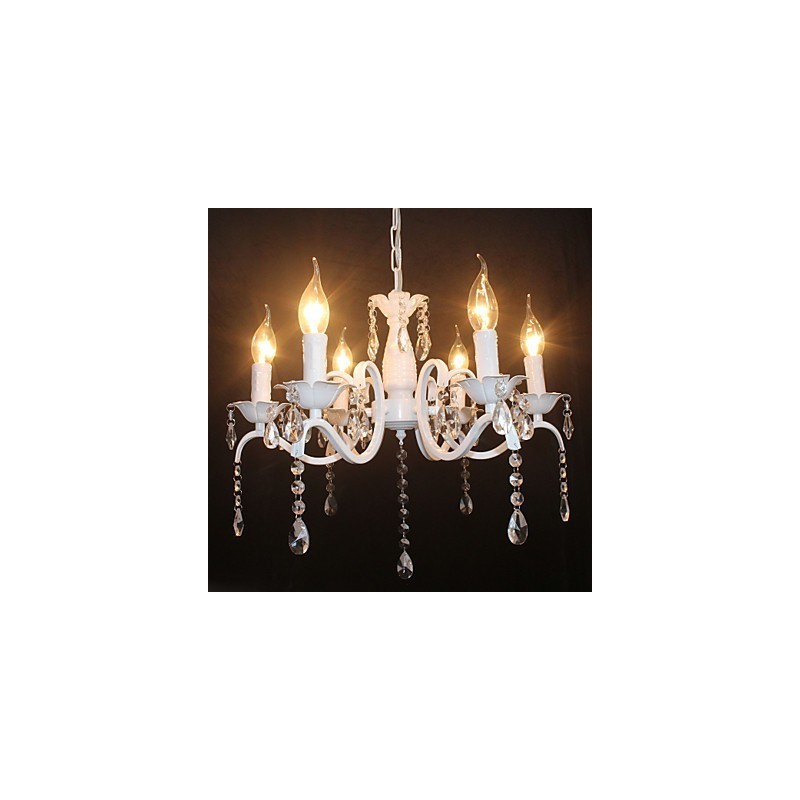 Lámpara de araña moderna de cristal estilo mini vela de hierro