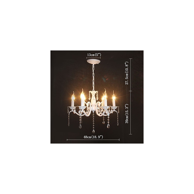 Lámpara de araña moderna de cristal estilo mini vela de hierro