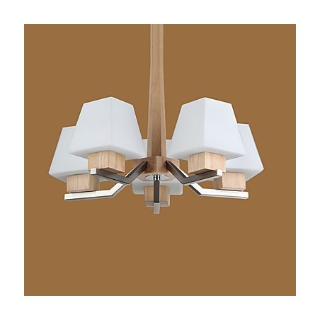 Lámpara de araña de bambú de madera con acabado galvanizado moderno y contemporáneo