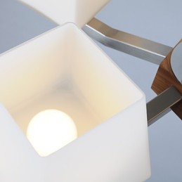 Lámpara de araña de bambú de madera con acabado galvanizado moderno y contemporáneo