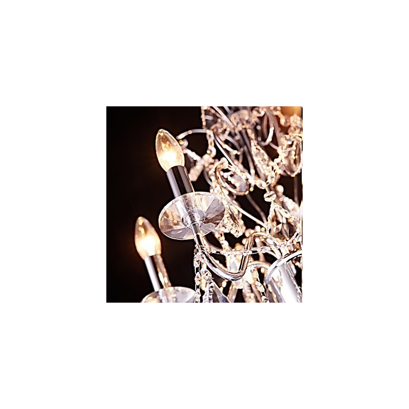 Lámpara de araña de metal y cristal, moderna, contemporánea, tradicional, clásica, campestre, cromada.