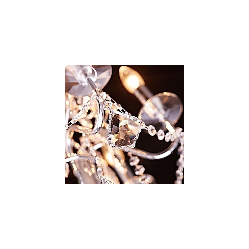 Lámpara de araña de metal y cristal, moderna, contemporánea, tradicional, clásica, campestre, cromada.