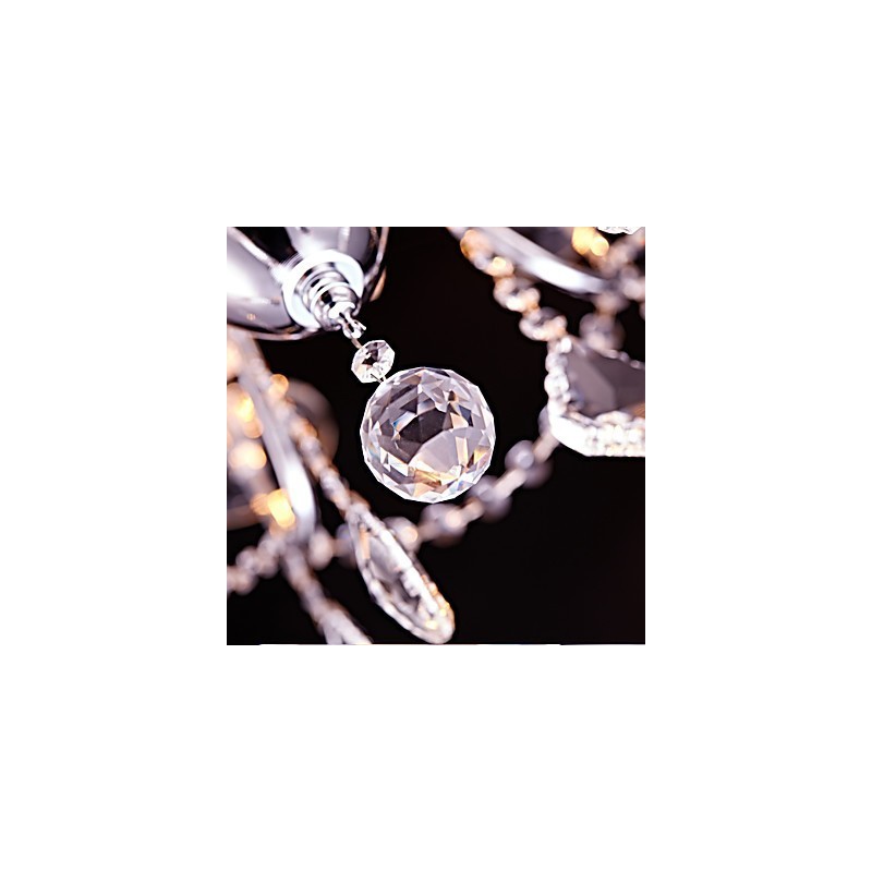 Lámpara de araña de metal y cristal, moderna, contemporánea, tradicional, clásica, campestre, cromada.