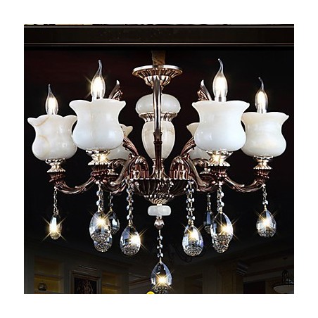 Lámpara colgante de aleación de zinc y jade, 6 luces Lámpara colgante de aleación de zinc y jade, 6 luces