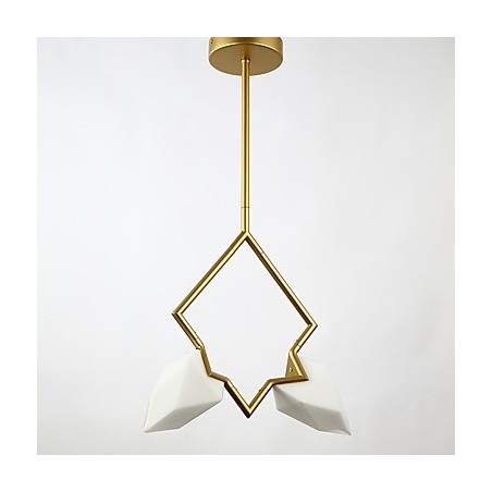 Lámpara colgante decorativa de metal con dos luces y cristal color melocotón de estilo moderno. Lámpara colgante decorativa de metal con dos luces y cristal color melocotón de estilo moderno.