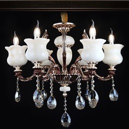 Lámpara colgante de aleación de zinc y jade, 6 luces