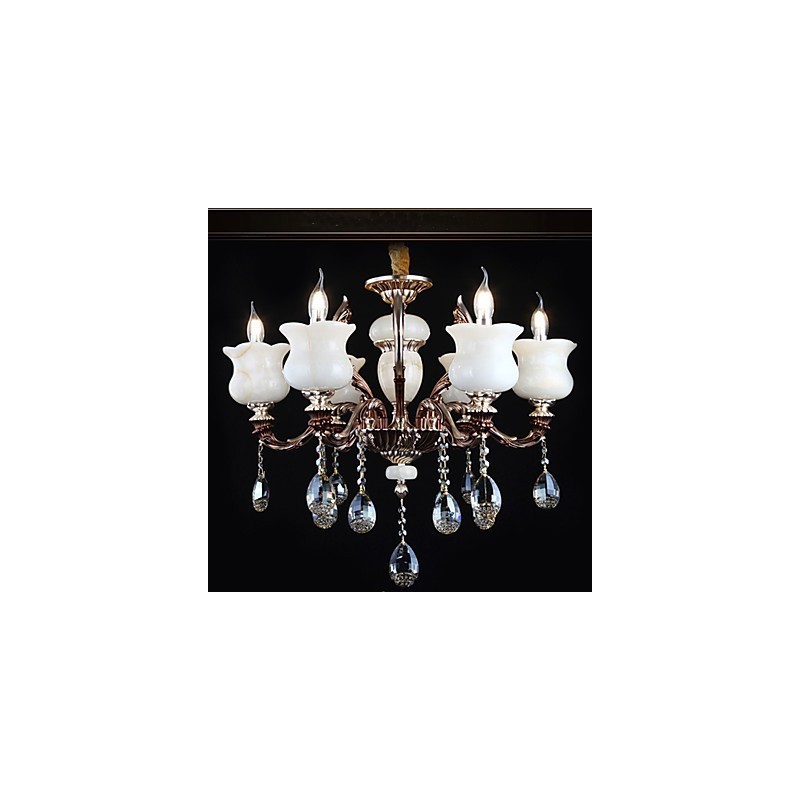Lámpara colgante de aleación de zinc y jade, 6 luces
