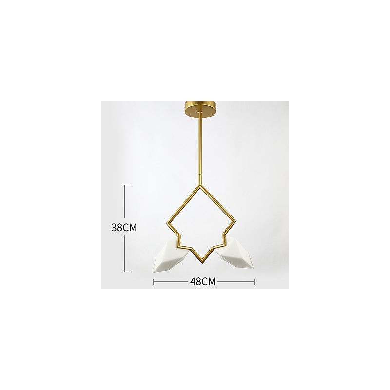 Lámpara colgante decorativa de metal con dos luces y cristal color melocotón de estilo moderno.