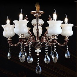 Lámpara colgante de aleación de zinc y jade, 6 luces