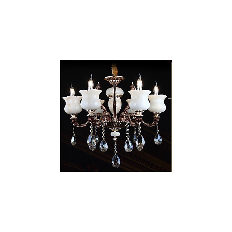 Lámpara colgante de aleación de zinc y jade, 6 luces