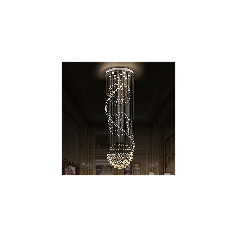 Lámpara colgante de techo de cristal moderna con forma de lágrima de lluvia de 10 luces y 2,5 metros de largo para interiores.