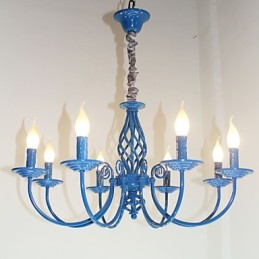 Lámpara de hierro simple europea, lámpara de vela, 8 candelabros