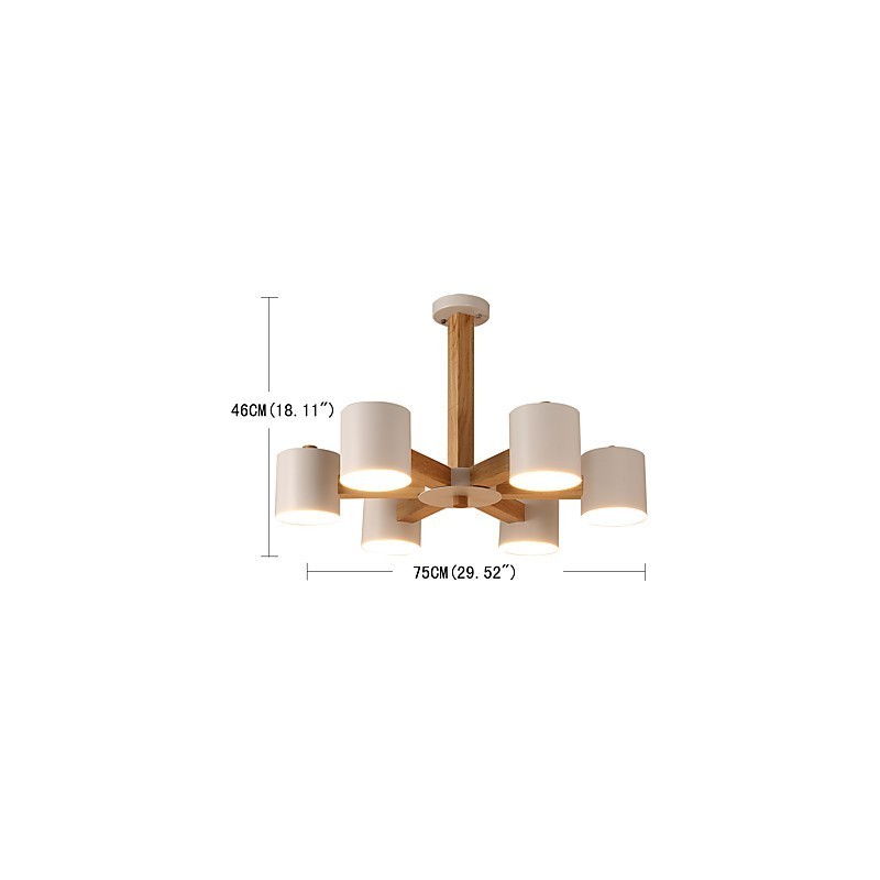 Lámpara de araña de 6 luces, moderna, contemporánea, tradicional, clásica, vintage, estilo campestre, de madera.
