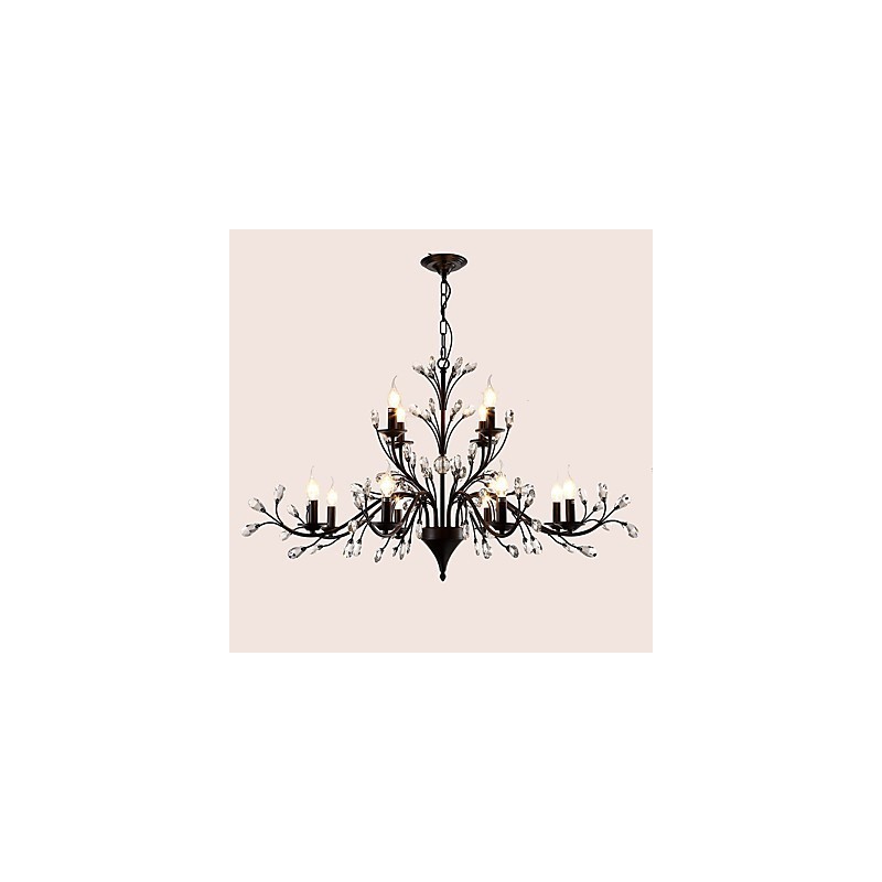 Lámpara de araña de cristal de 12 luces, moderna, contemporánea, tradicional, clásica, vintage, retro, estilo campestre, con pintura característica.