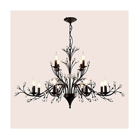 Lámpara de araña de cristal de 12 luces, moderna, contemporánea, tradicional, clásica, vintage, retro, estilo campestre, con pintura característica. Lámpara de araña de cristal de 12 luces, moderna, contemporánea, tradicional, clásica, vintage, retro, estilo campestre, con pintura característica.
