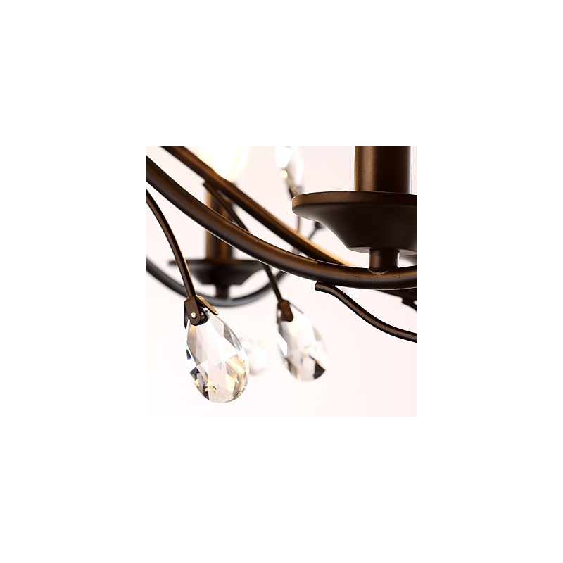 Lámpara de araña de cristal de 12 luces, moderna, contemporánea, tradicional, clásica, vintage, retro, estilo campestre, con pintura característica.