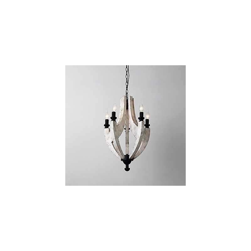 Lámpara colgante decorativa de madera de bambú estilo mini con pintura vintage
