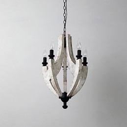 Lámpara colgante decorativa de madera de bambú estilo mini con pintura vintage