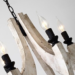 Lámpara colgante decorativa de madera de bambú estilo mini con pintura vintage